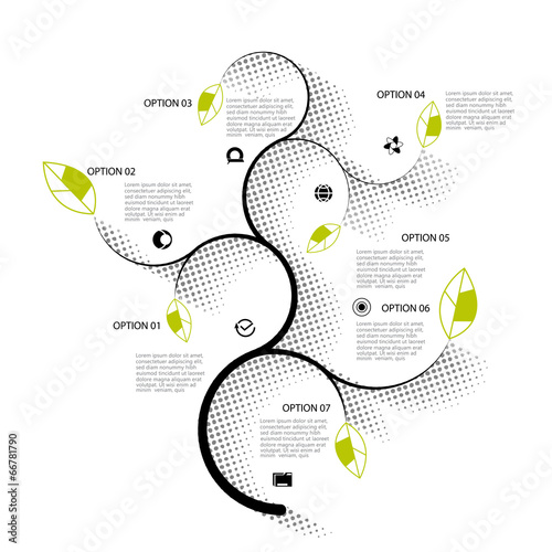 Abstract infographic template, seven option, vector illustration
