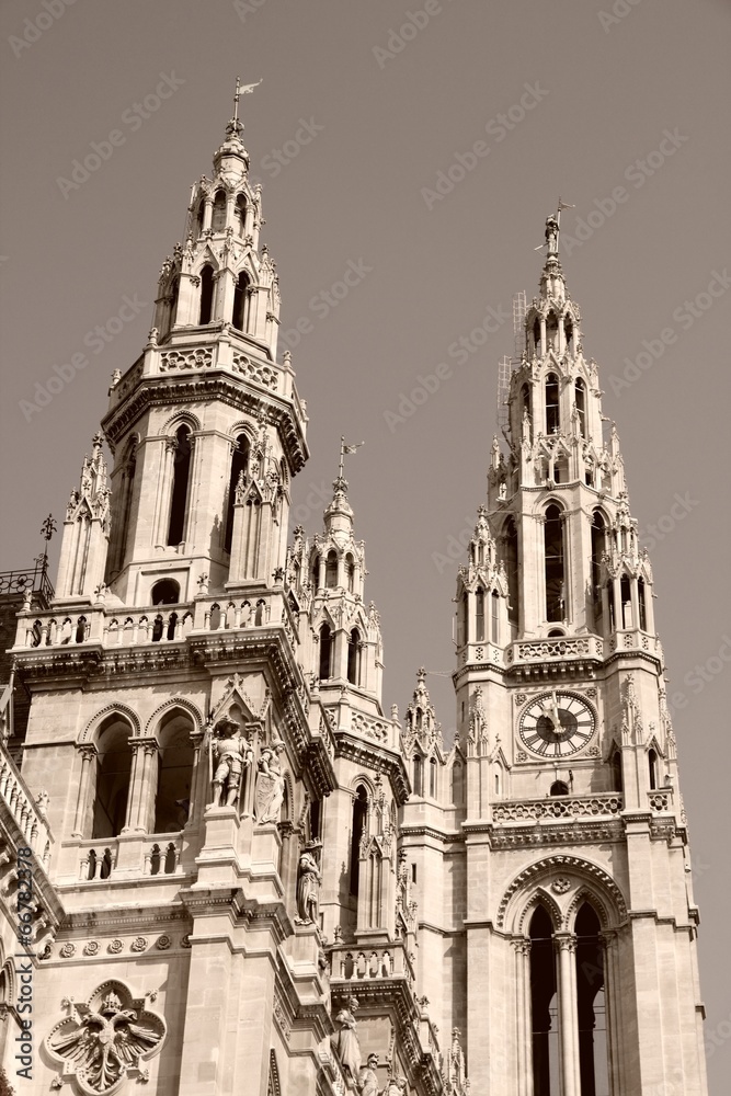 Vienna City Hall - sepia image