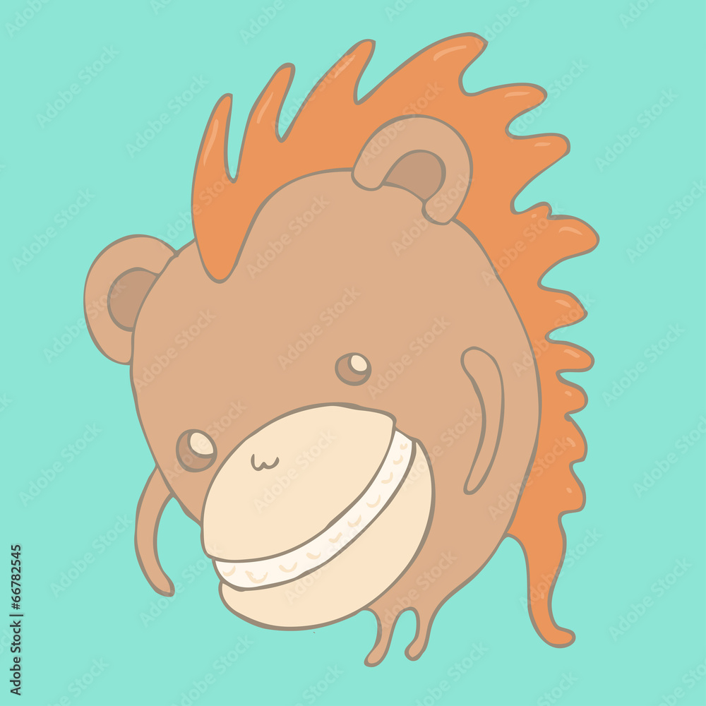 Fototapeta premium cute monkey, vector illustration, hand drawn