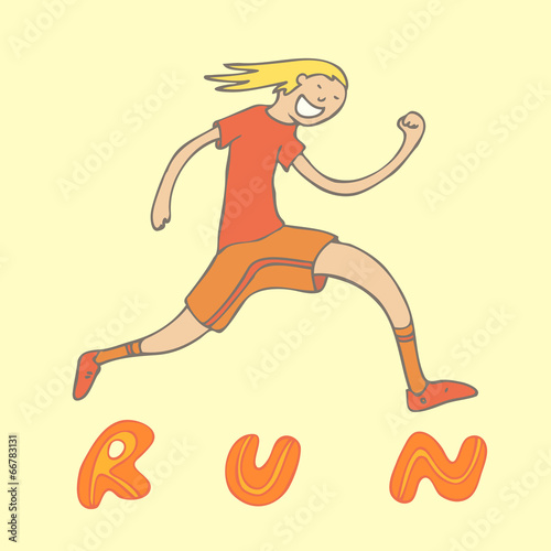 Jogger (running man) vector Illustration, hand drawing