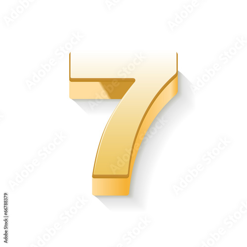 3d shiny golden number 7