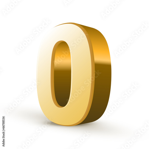 3d shiny golden number 0