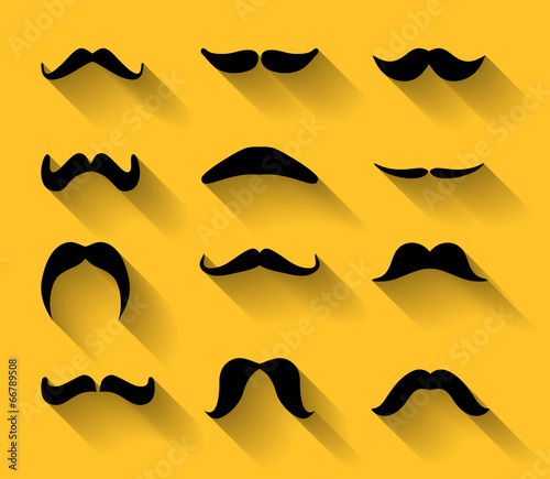 Vector set of mustaches with shadows