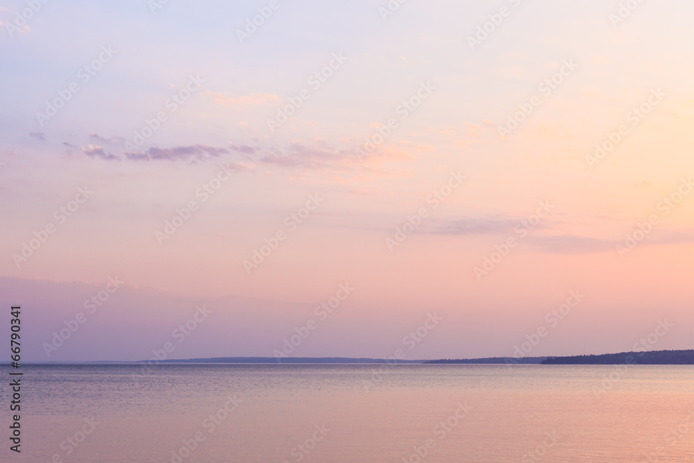 Peaceful morning at the lake and pastel colours