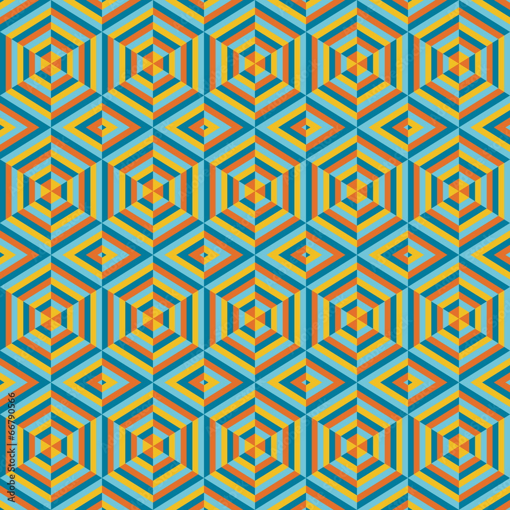Mosaic of different colors, geometric shapes of hexagons.