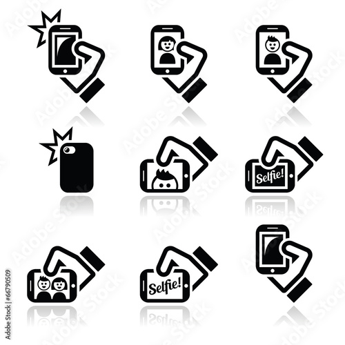 Selfie, taking photos with smartphones for social media