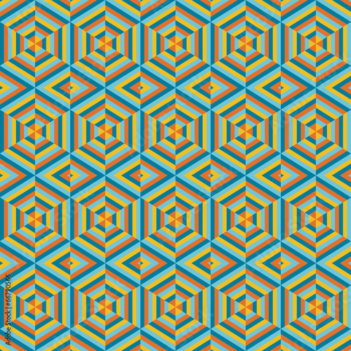 Mosaic of different colors, geometric shapes of hexagons.