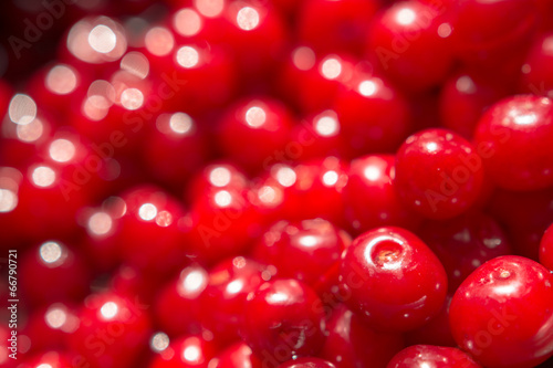 Colorful Display Of Cherries In Fruit Market