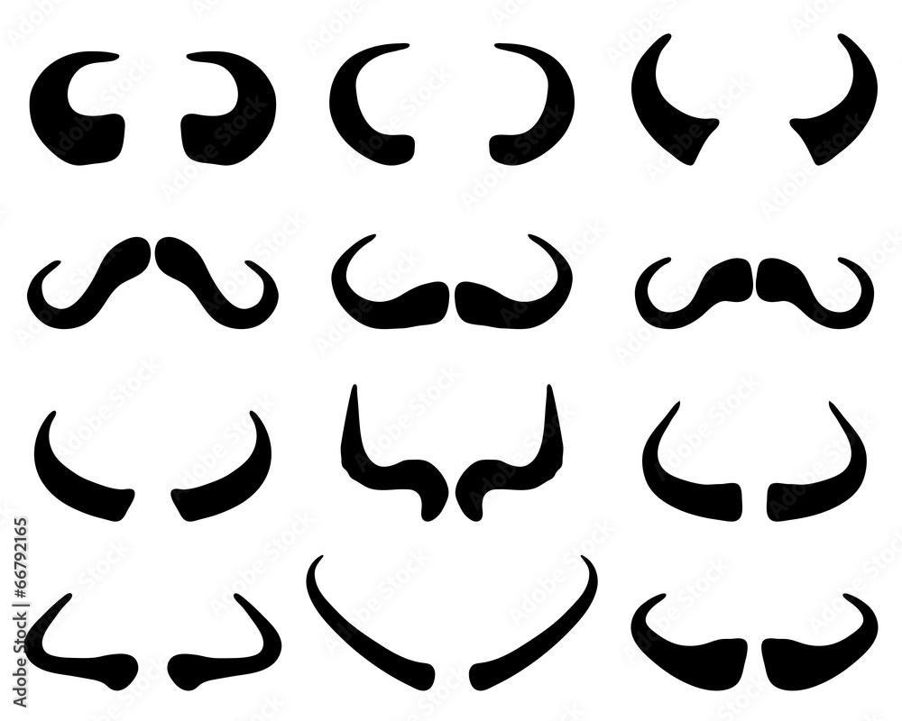 Black silhouettes of buffalo horns 2, vector illustration Black silhouettes of buffalo horns 2, vector illustration