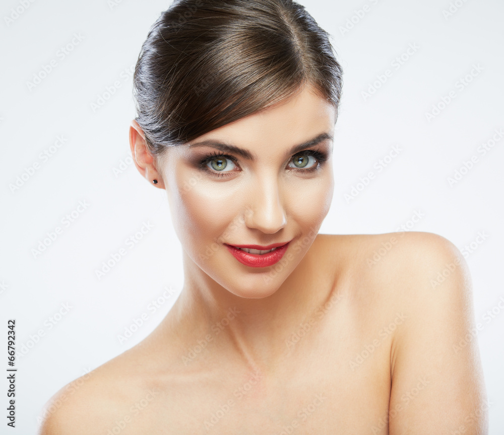 Beauty style close up woman face portrait isolated Beauty style close up woman face portrait isolated