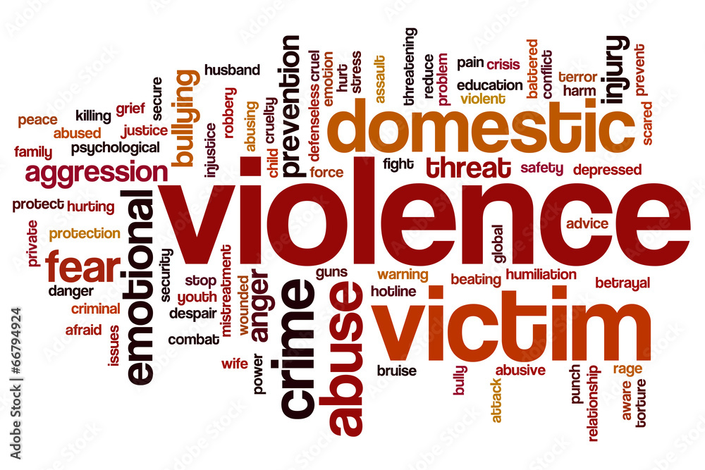 Fototapeta premium Violence cup word cloud