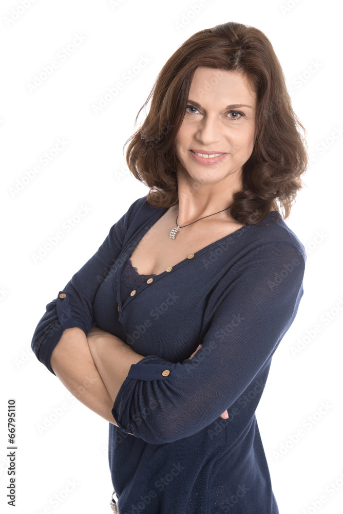 Attractive middle aged woman isolated over white. Attractive middle aged woman isolated over white.