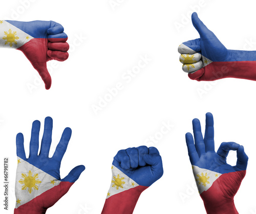 Hand set with the flag of philippines