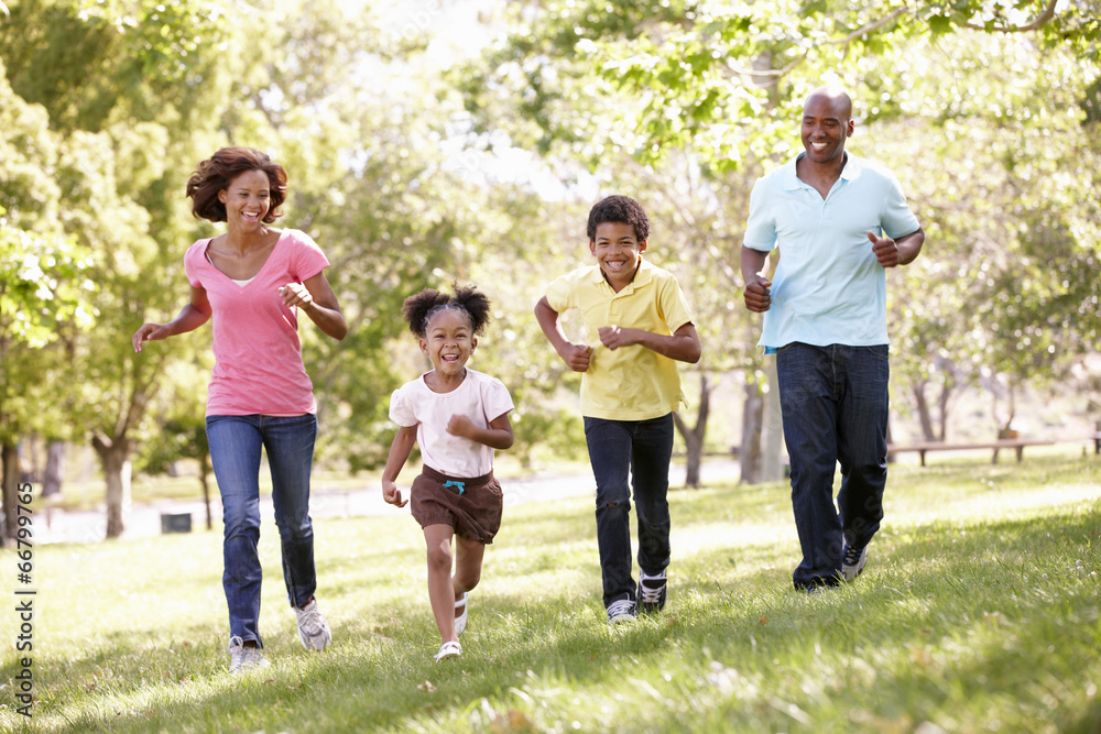 Family running in park Family running in park
