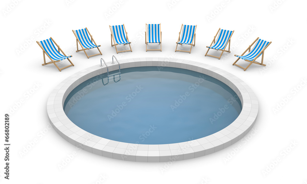 Swimming pool and deck chairs