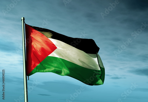 Palestinians flag waving on the wind