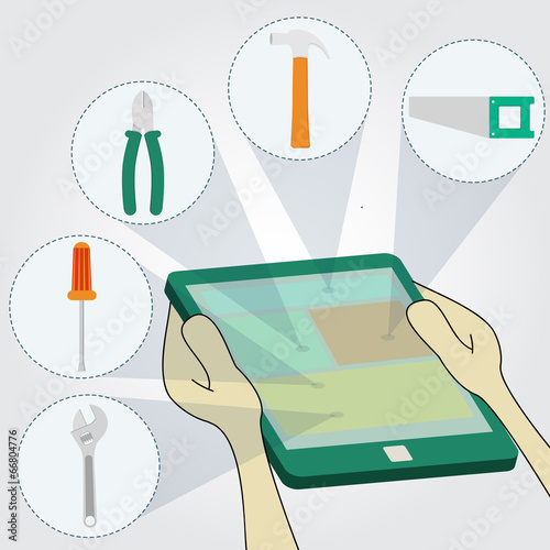 Choosing tools on tablet