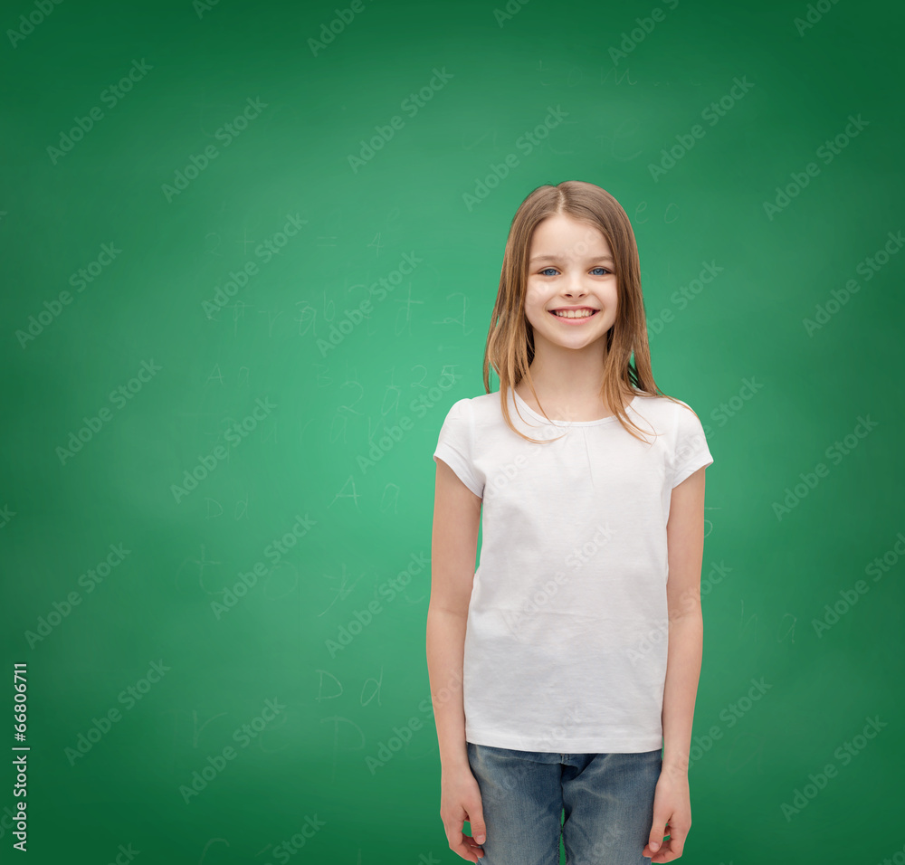 smiling little girl in white blank t-shirt smiling little girl in white blank t-shirt