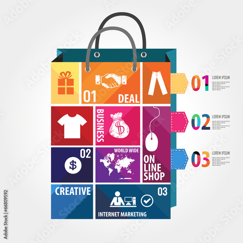 E-commerce infographic Template with bag