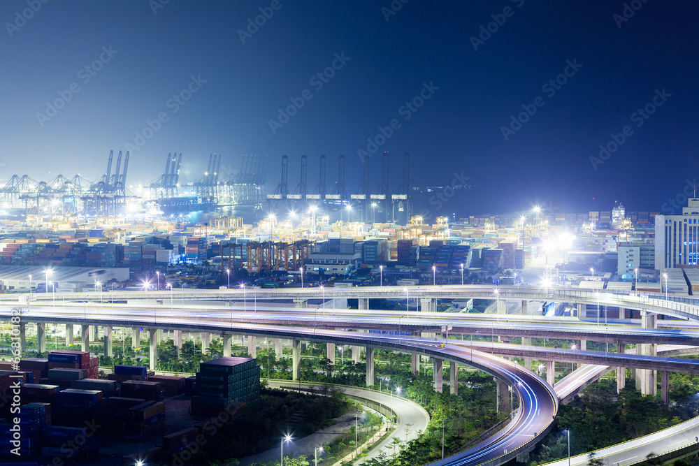 China Shenzhen, Yantian port overpass