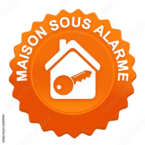 maison sous alarme sur bouton web denté orange