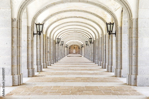 Covered corridor in Valley of the Fallen (Valle de los Caidos),