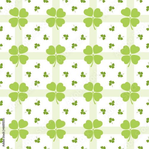 Seamless decorative floral pattern with clover, shamrocks