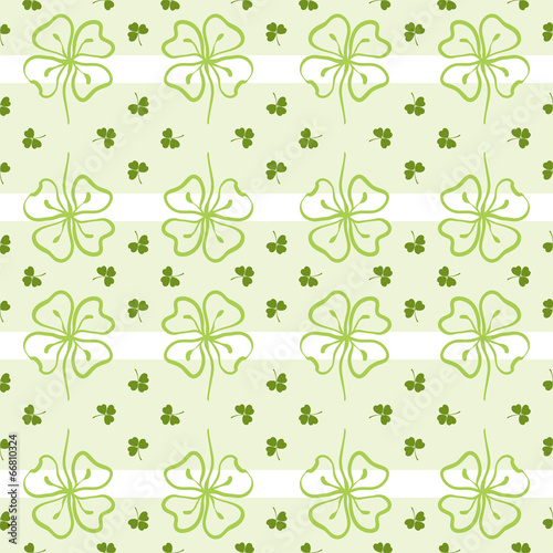 Seamless decorative floral pattern with clover, shamrocks