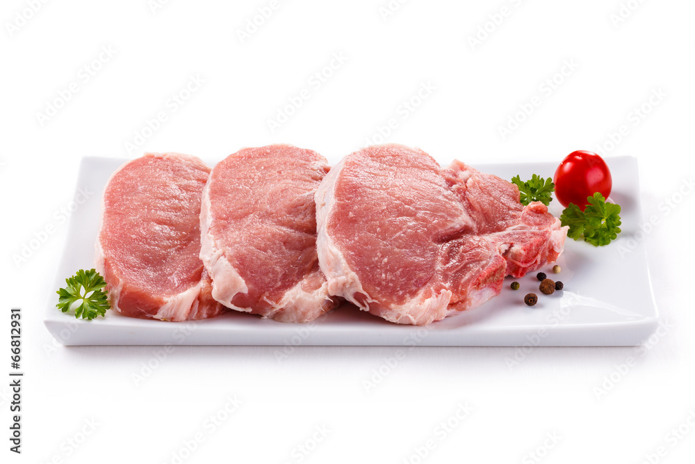 Fresh raw pork on white background Fresh raw pork on white background