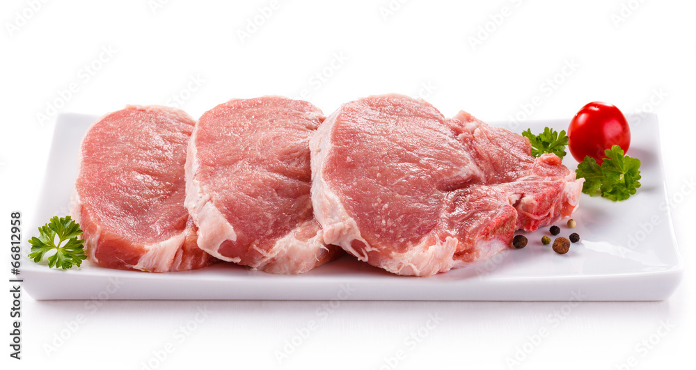 Fresh raw pork on white background Fresh raw pork on white background