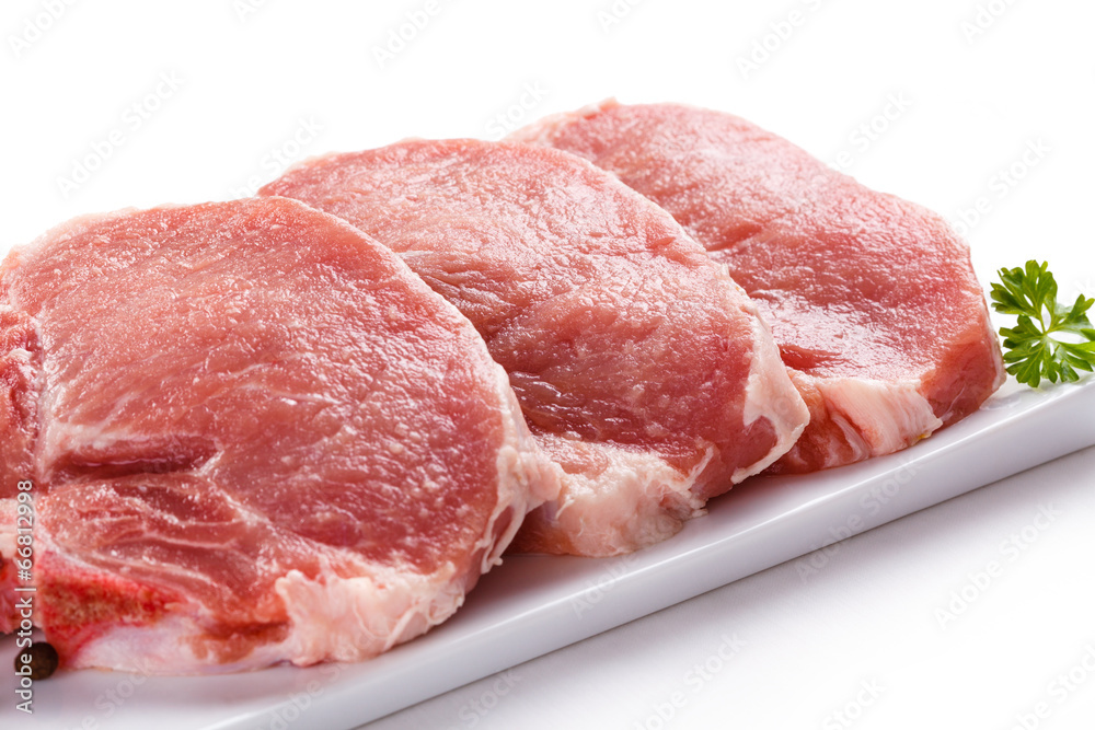 Fresh raw pork on white background Fresh raw pork on white background