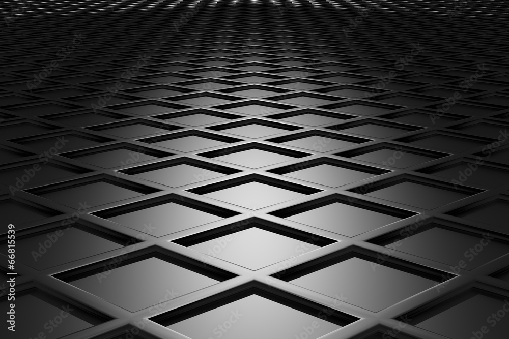 Metallic diamond flooring perspective view in dark Metallic diamond flooring perspective view in dark