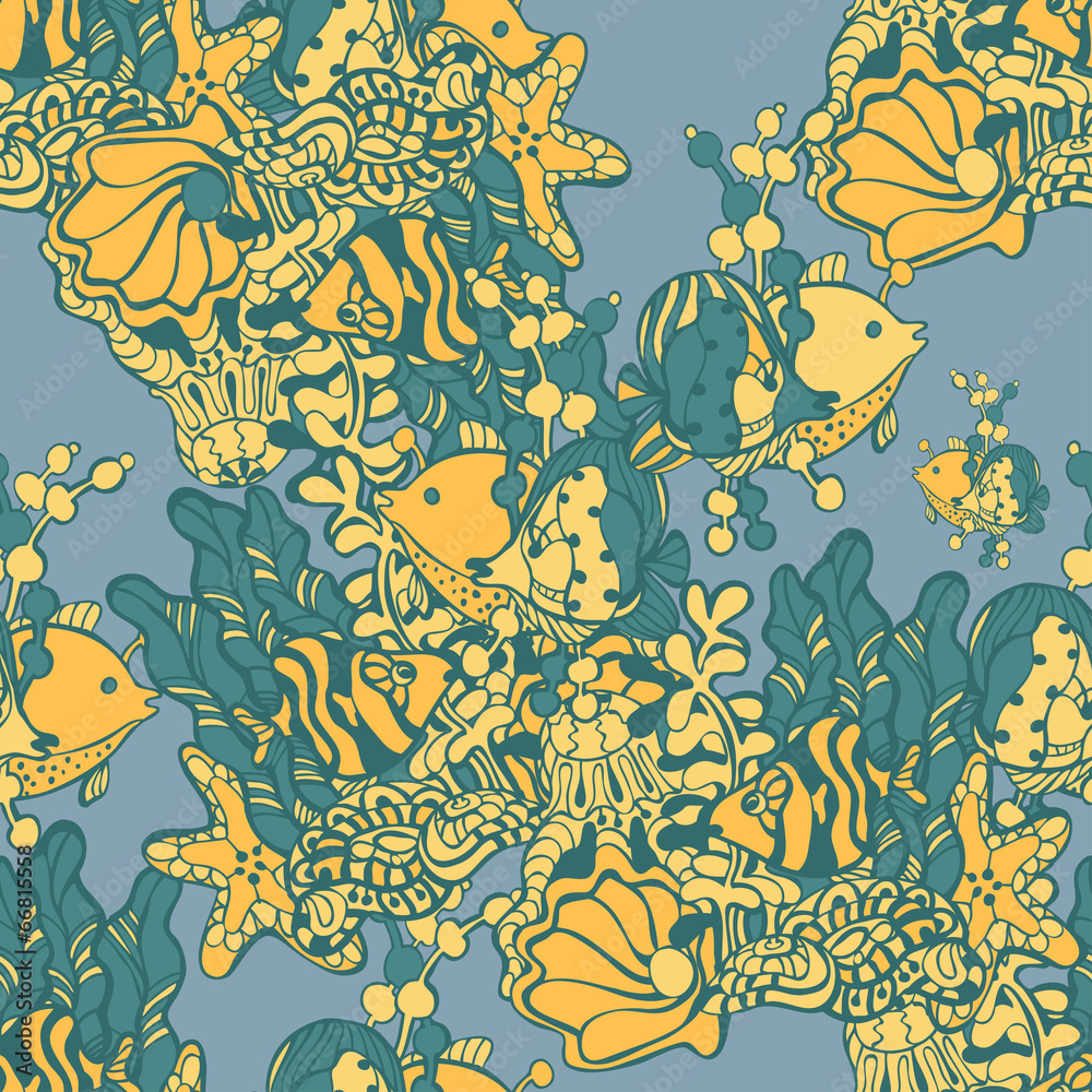 vector seamless pattern of fish