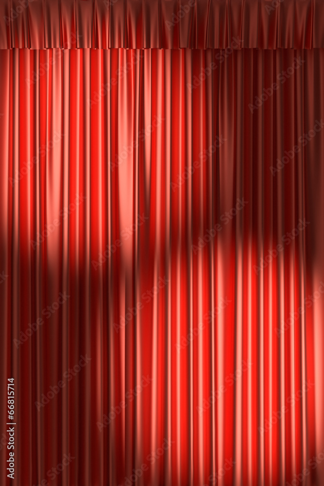 Red theater curtain under two spot lights Red theater curtain under two spot lights
