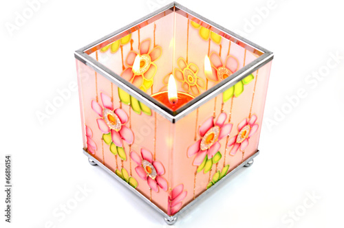 Burning of candle in the glass box for aromatherapy