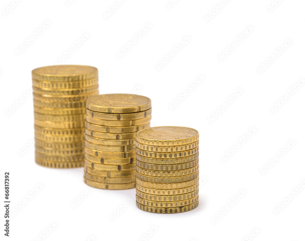 golden coins isolated on white background golden coins isolated on white background