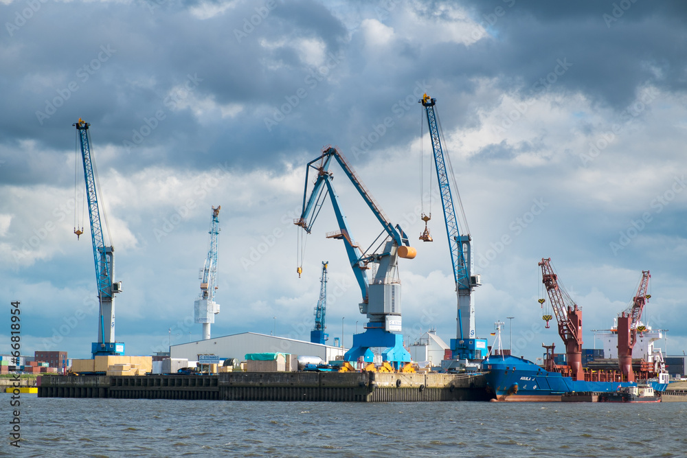 Cranes in port of Hamburg