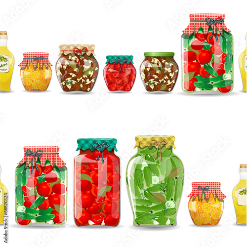 seamless border with preserve food