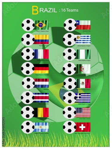 16 Teams of Football Tournament in Brazil 2014