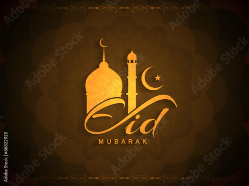 Beautiful brown color Eid mubarak card design.