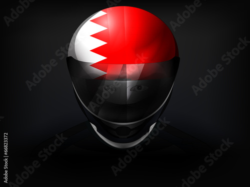 Bahrain racer with flag on helmet vector closeup
