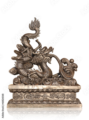 Bronze chinese dragon isolated with clipping path.