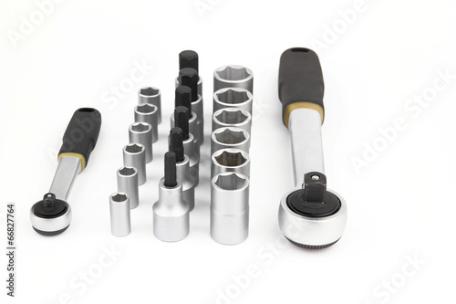 Tool set for car on the white background photo