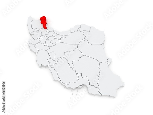 Map of Ardabil. Iran.