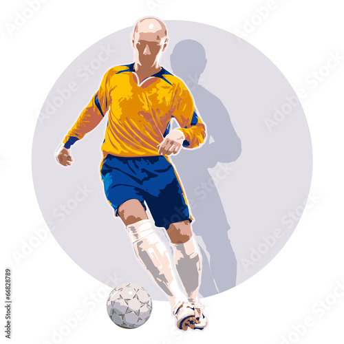 Soccer player dribbling a ball