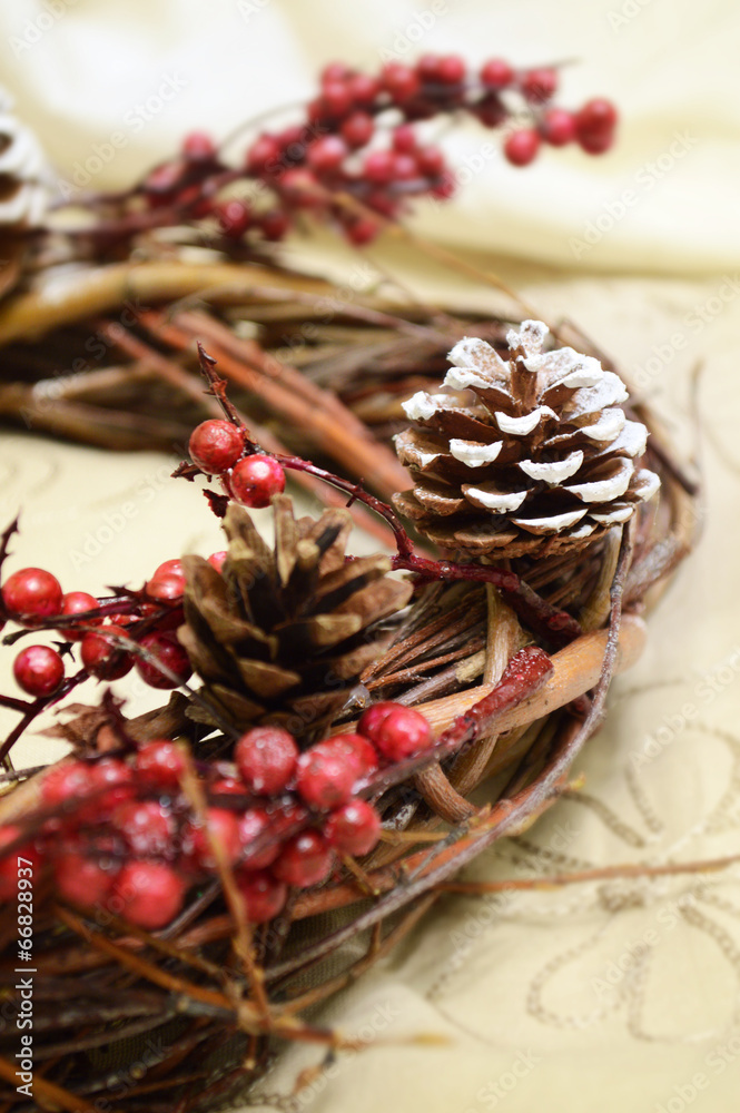 Christmas wreath branches on the art background