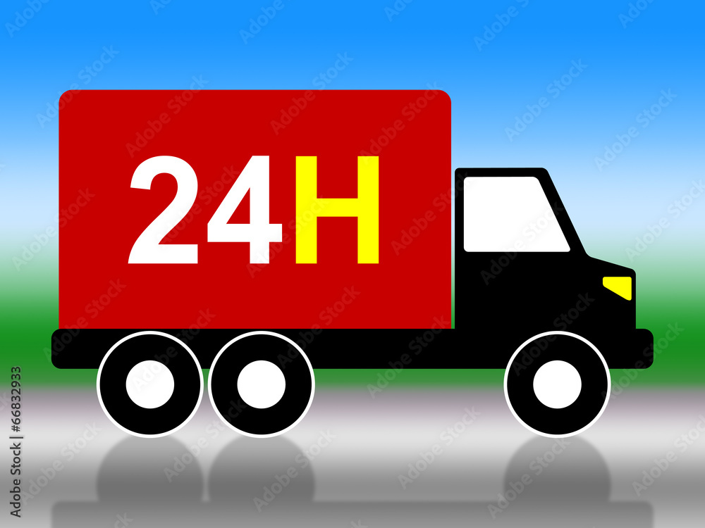 Truck Transport Indicates Twenty Four Hours And 24H Truck Transport Indicates Twenty Four Hours And 24H