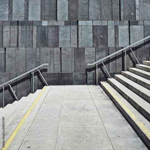 Geometric modern wall with stairs