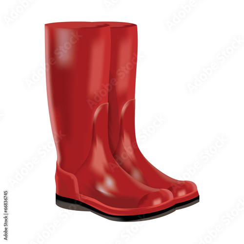 rubber boots on white background.