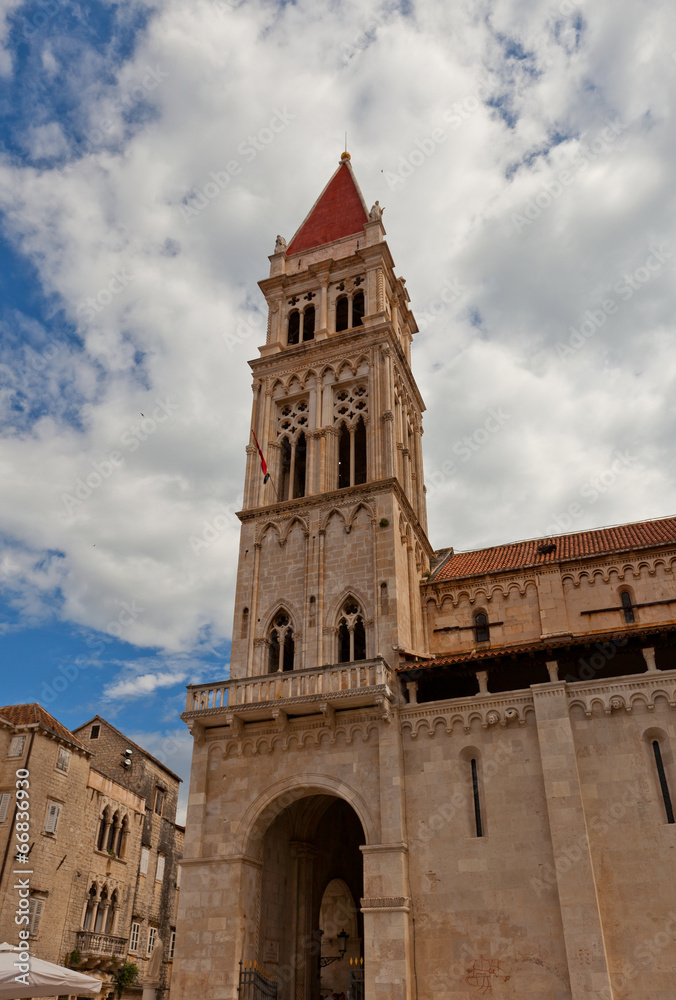 Fototapeta premium Belfry (XVI c.) of St Lawrence Cathedral. Trogir, Croatia